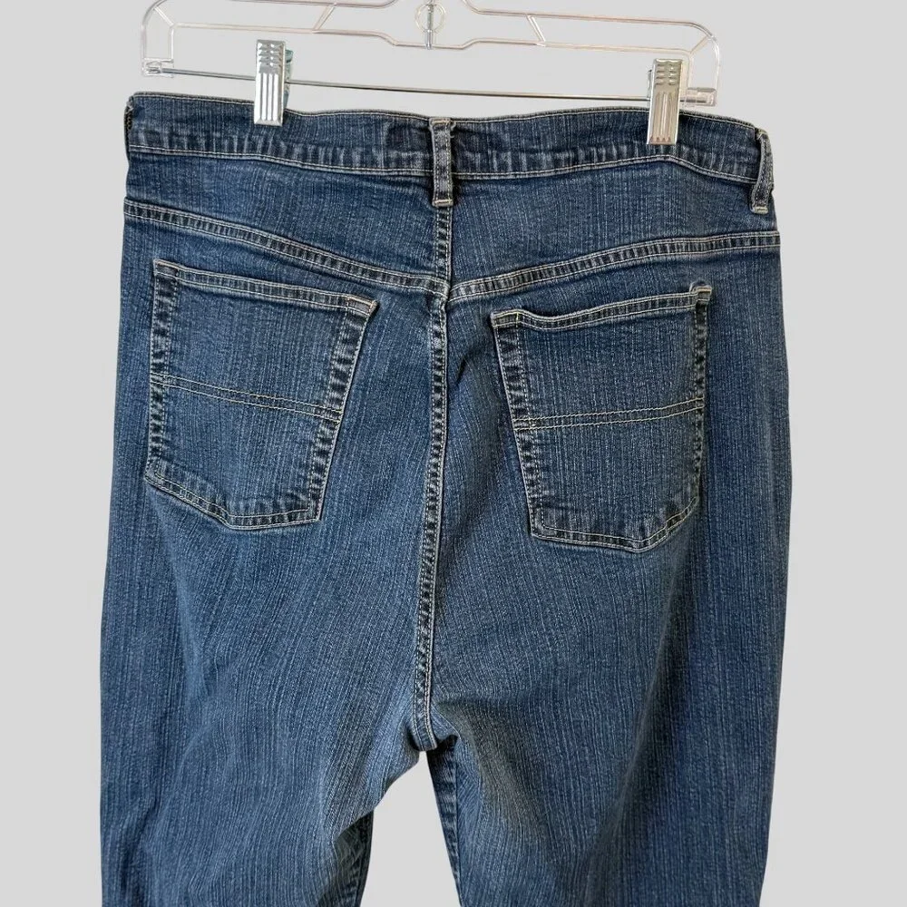 St John's Bay Size 18 Womens Distressed Hem Y2K Spandex Straight Boot Cut Denim